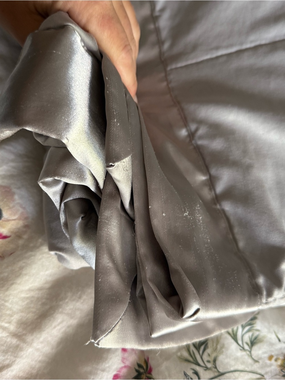 Silky Slate Gray Satin Fabric Panel